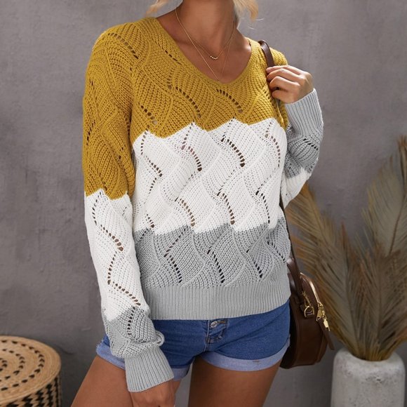 Sweaters - Weave Me In Colorblock Sweater